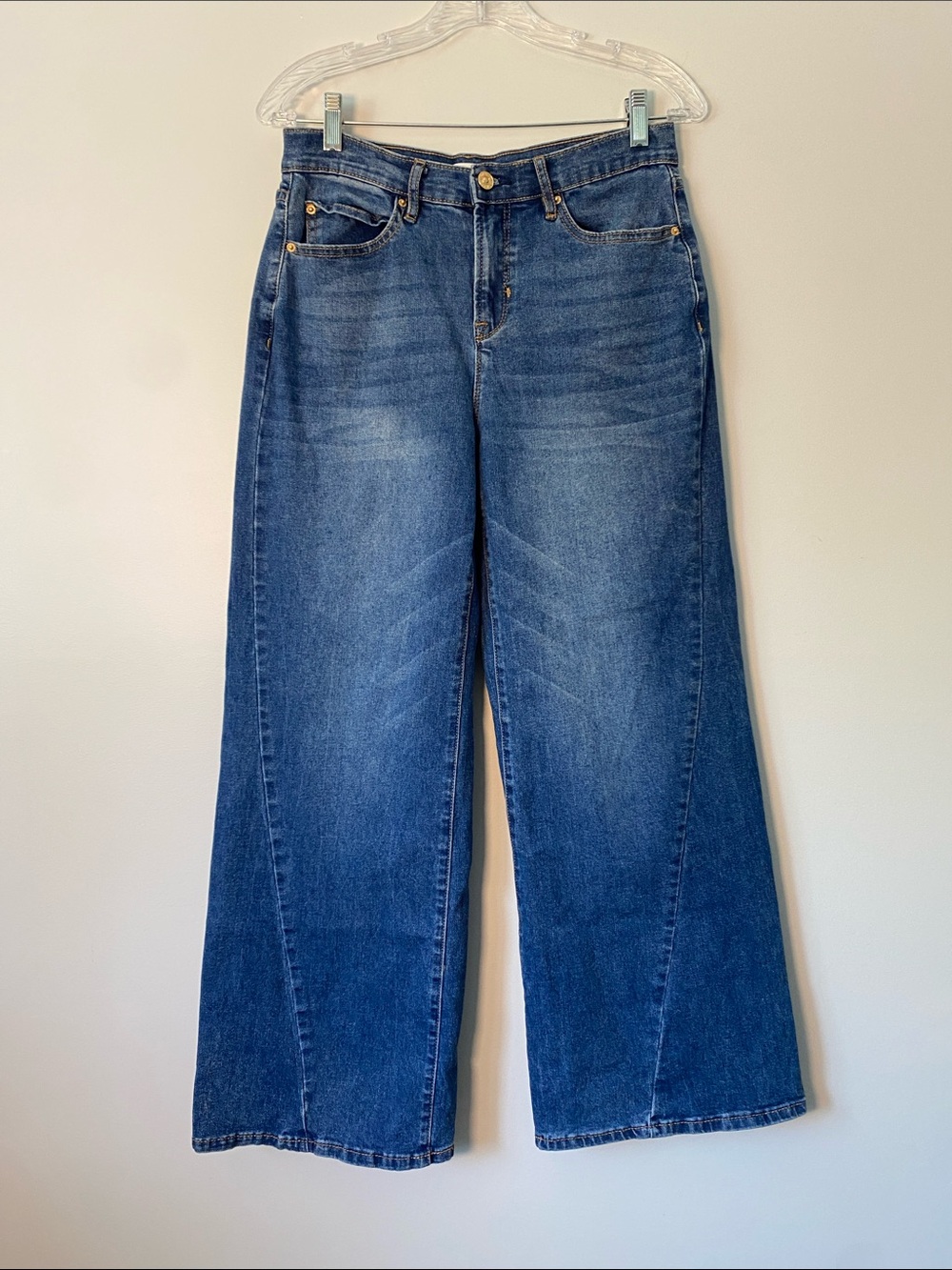 Nicole Miller New York Nomad Super High Rise Palazzo Jeans Wide Leg size 4